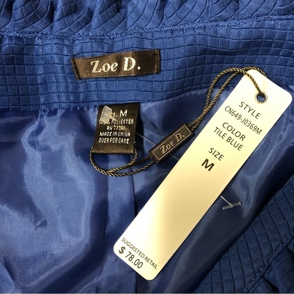 Zoe D Blue Puffy Collar Topper Jacket Size M NWT - Picture 3 of 5